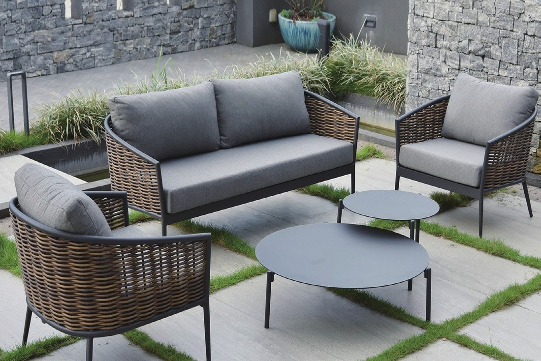 outdoor patio lounge set with armchairs