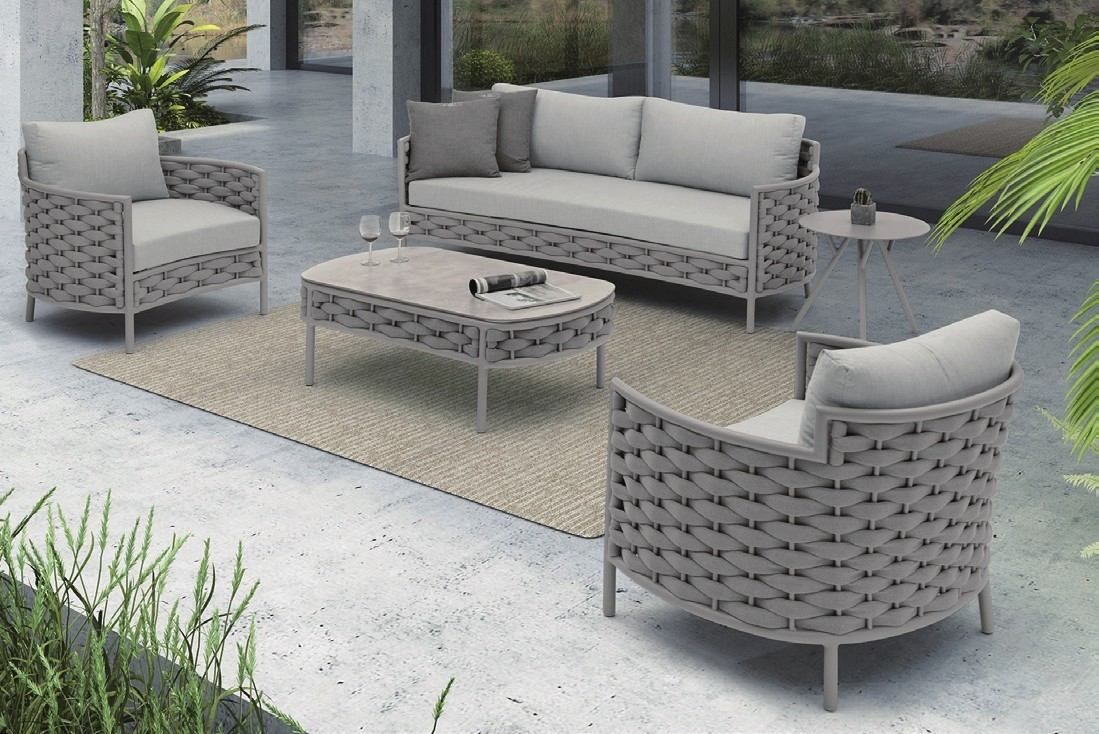 outdoor patio lounge set with armchairs