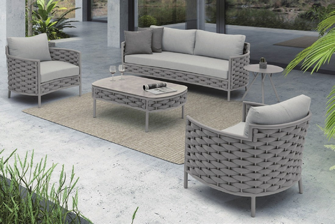 outdoor patio lounge set with armchairs