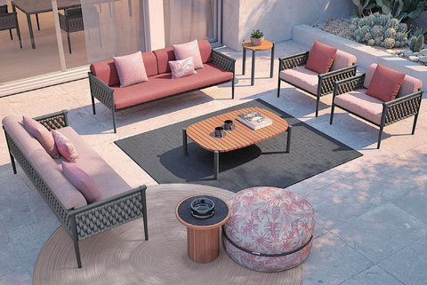 outdoor patio lounge set with armchairs