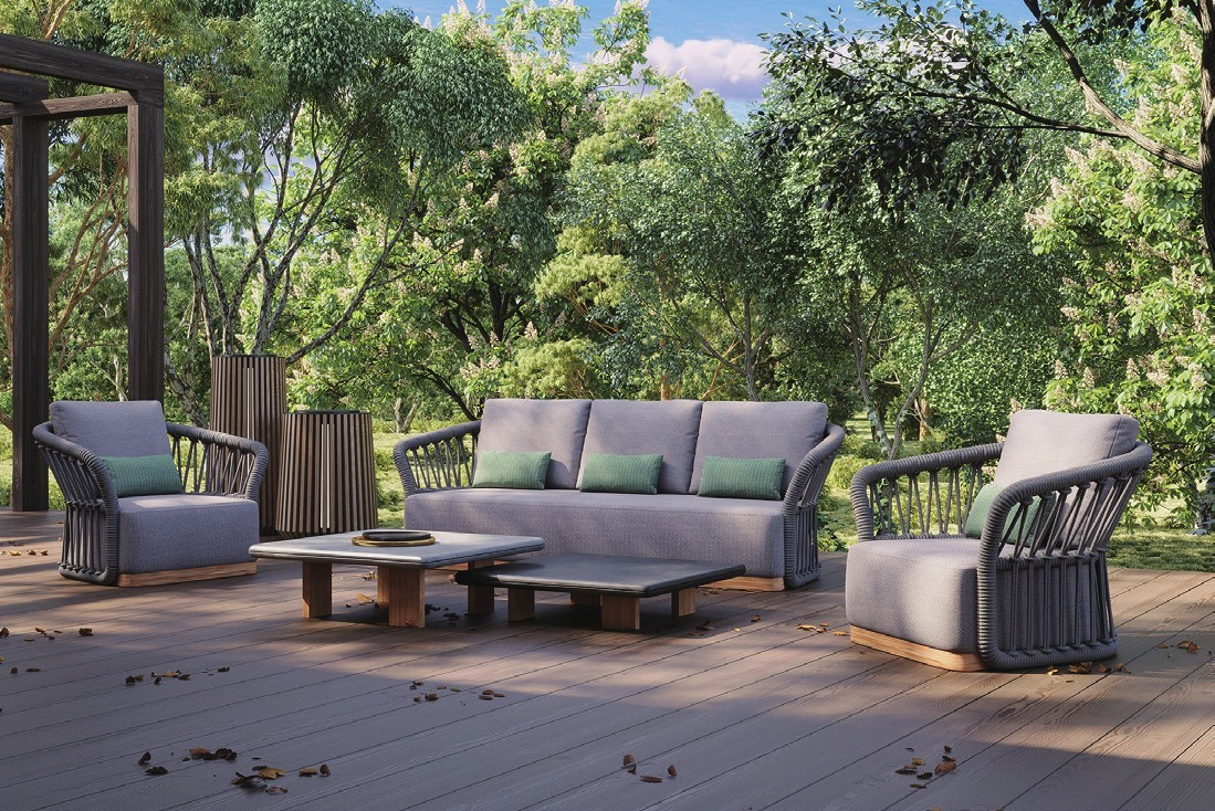 Outdoor patio lounge set.