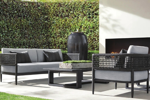 outdoor patio lounge set with armchairs
