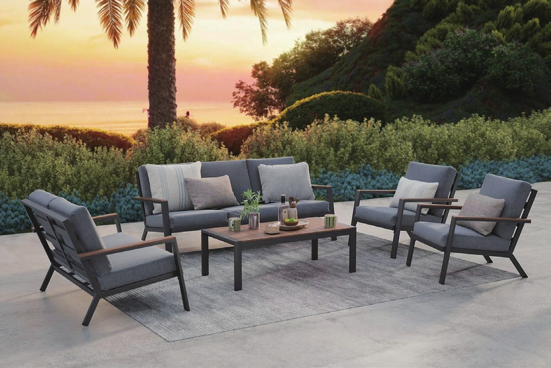 outdoor patio lounge set with armchairs