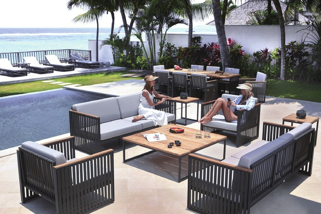 outdoor patio lounge set with armchairs