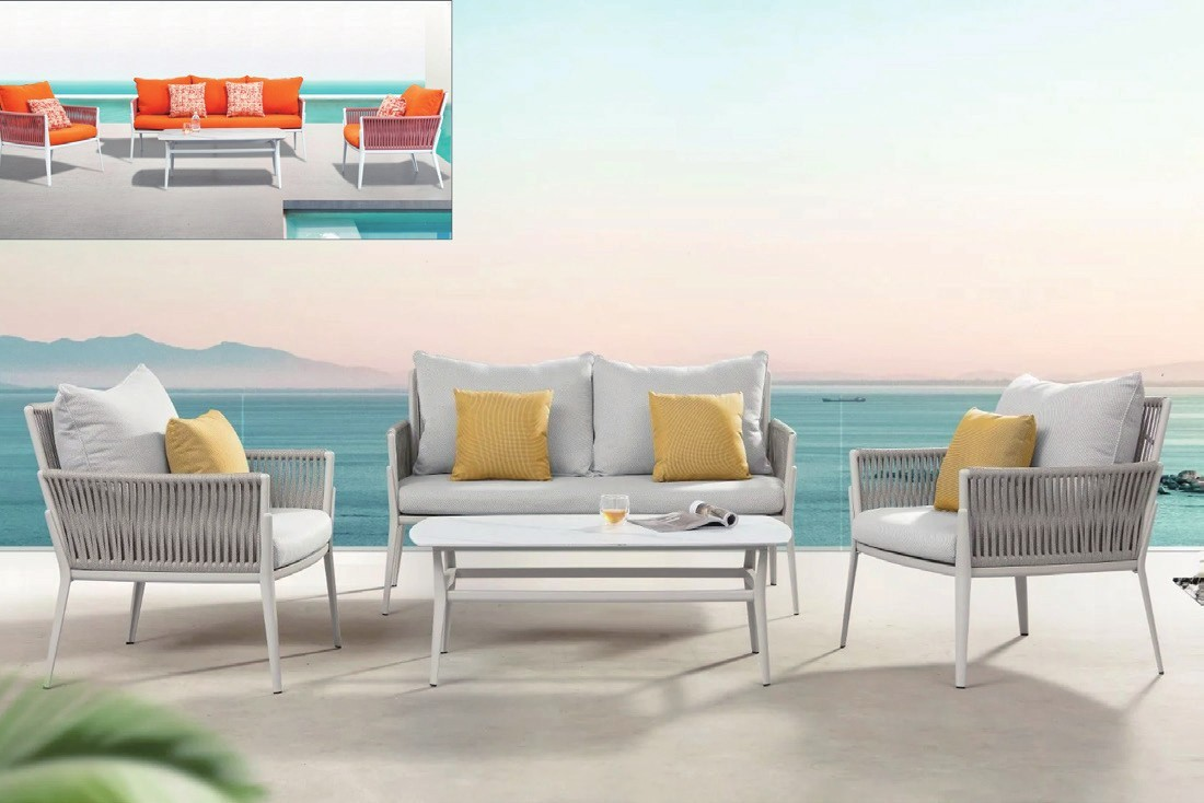outdoor patio lounge set with armchairs