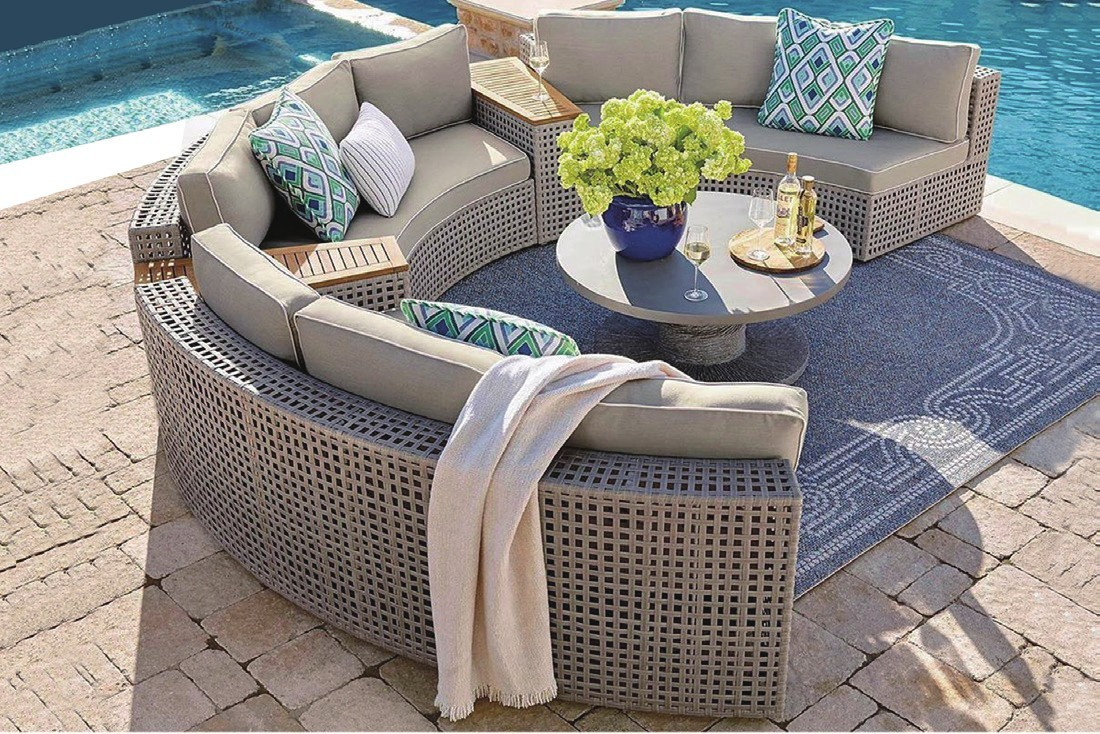 semi-circular outdoor sofa set