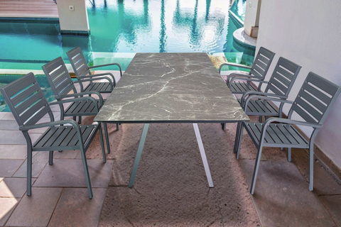 Outdoor 6 seater patio dining set.