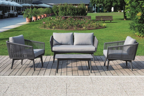 outdoor patio lounge set with armchairs