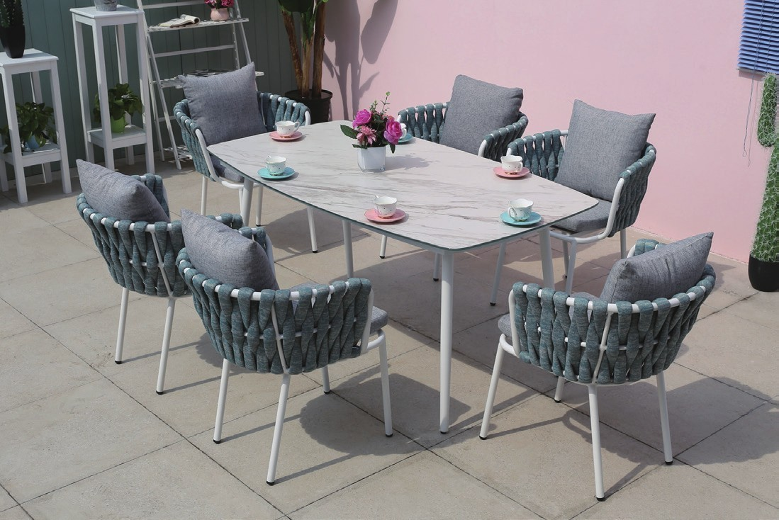 6 seater patio dining set with Armchair