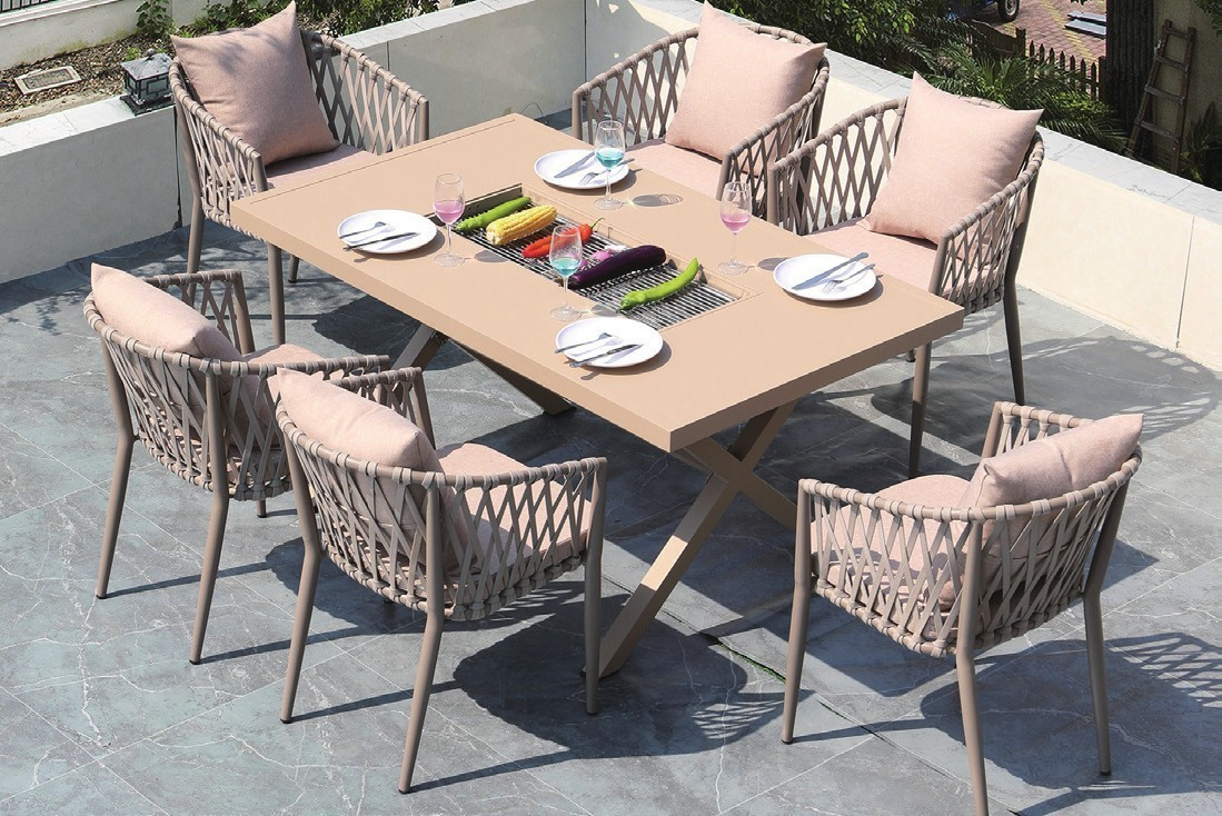 6 seater patio dining set with Armchair