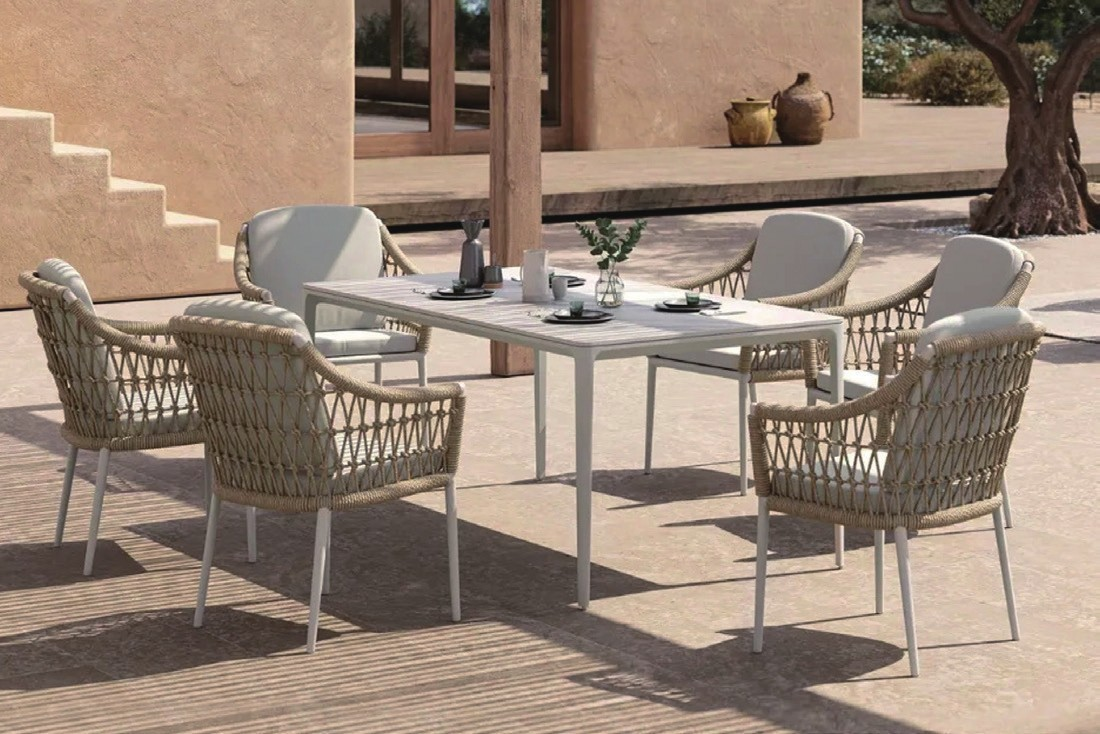 6 seater patio dining set with Armchair