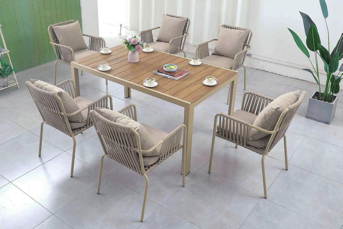 6 seater patio dining set with Armchair