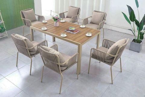 6 seater patio dining set with Armchair