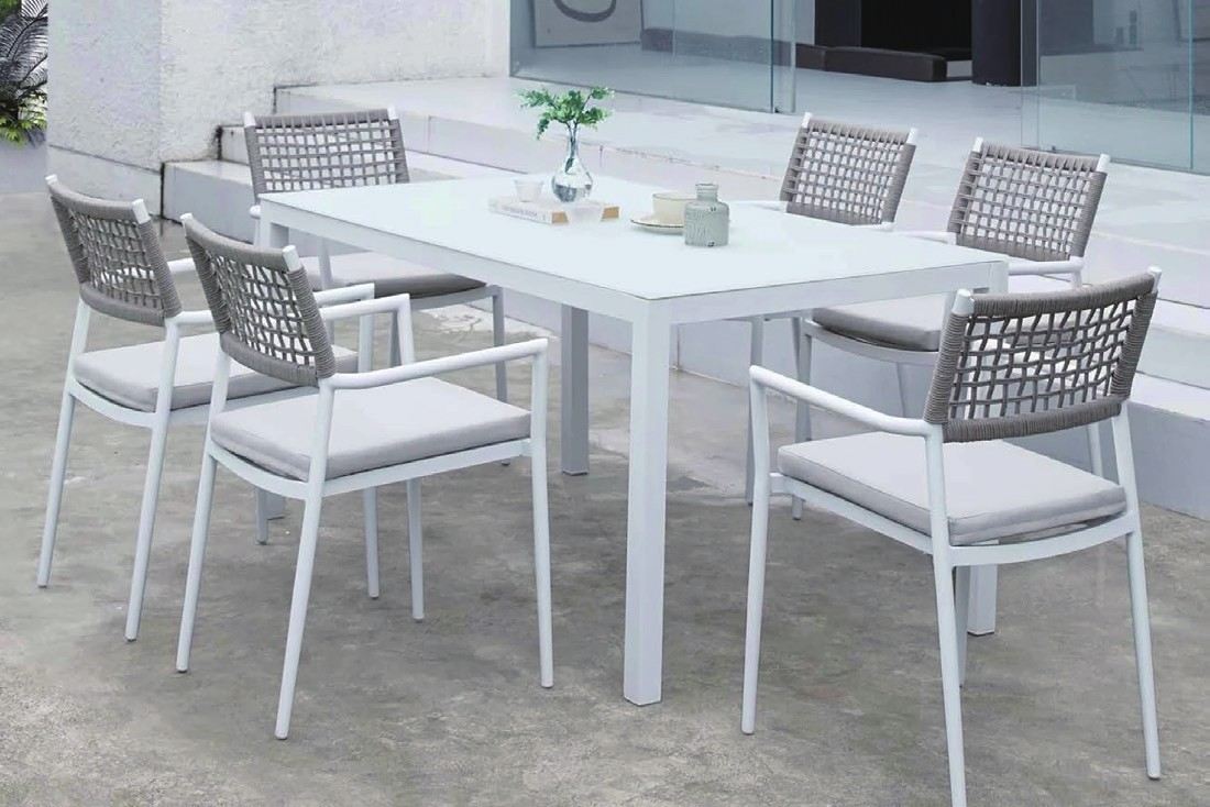 6 seater patio dining set with Armchair