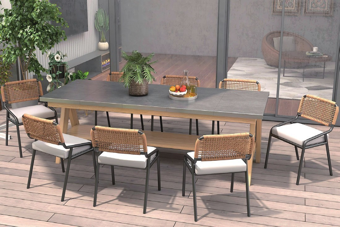 Mid-Century Modern Outdoor Dining Set.