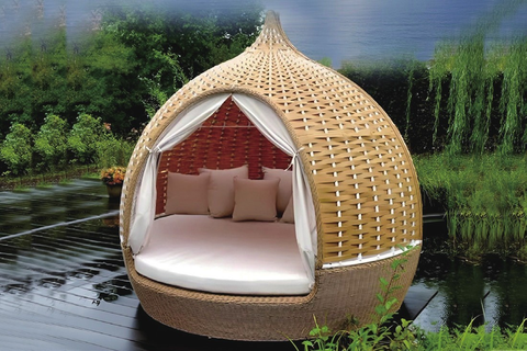 rattan birdcage daybed